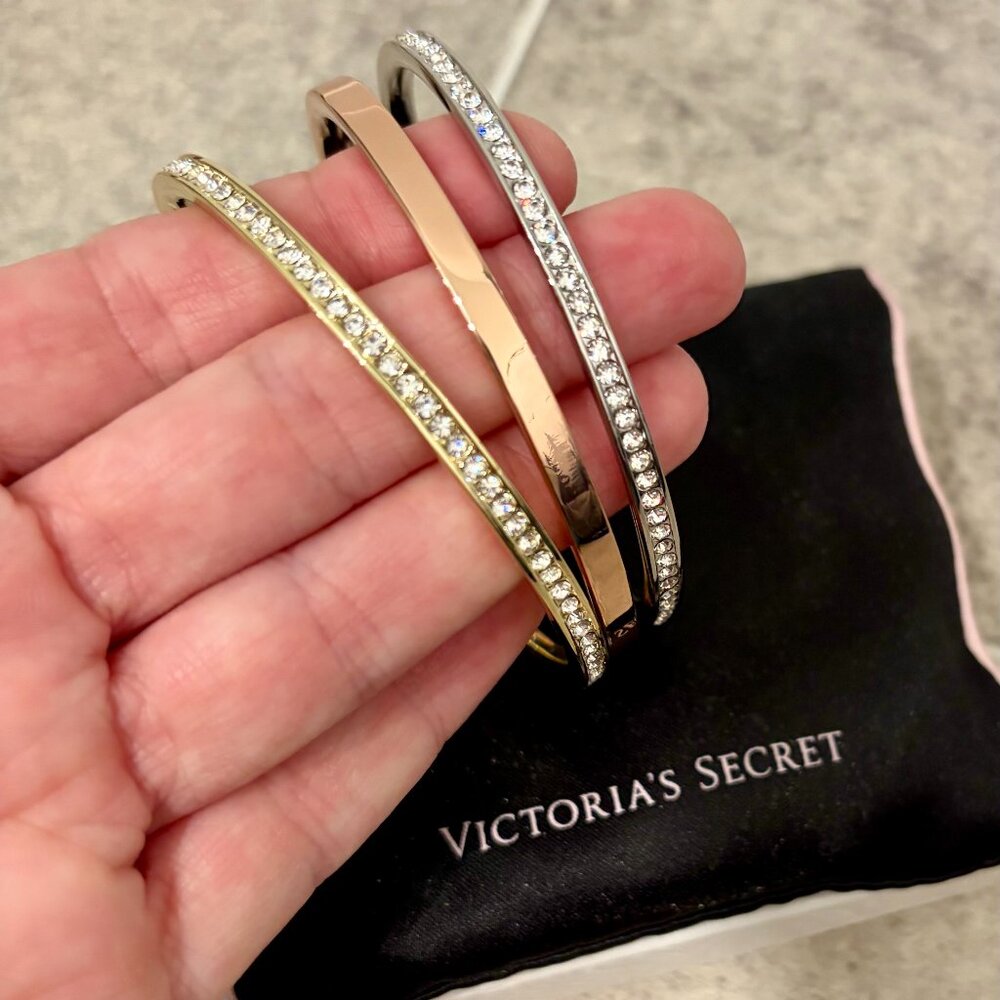 Victoria Secret bracelet set - gold, rose gold, silver bangles